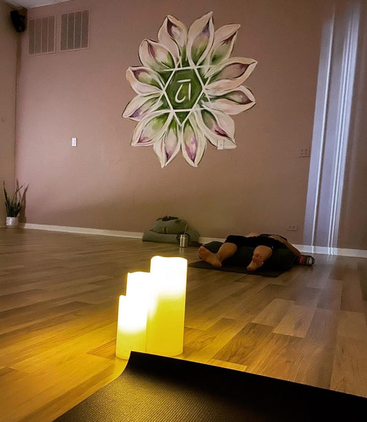 Lotus Flower with Heart Chakra Mural at Laurel Grace Yoga Studio